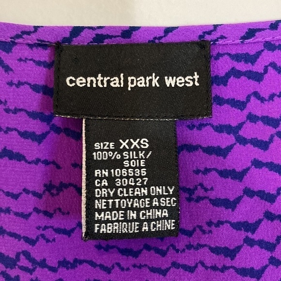 Central Park West 100% Silk Purple Snakeskin Print Blouse Size XXS - Picture 6 of 11
